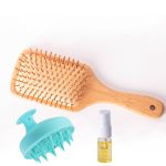 Aurgan Bamboe haarborstel - scalp massager set met arganolie - Afbeelding 2