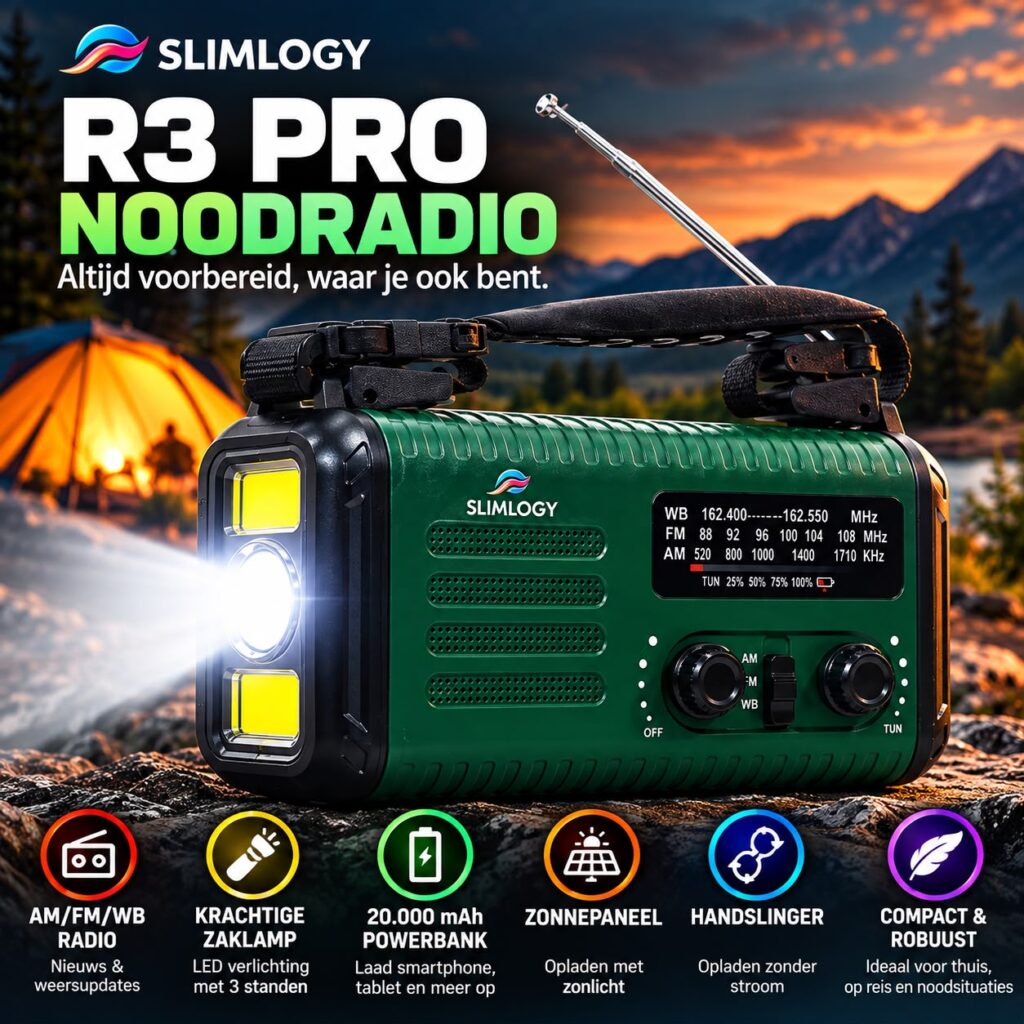 Slimlogy R3 Pro Solar Noodradio – 20.000 mAh Powerbank – productfoto 1