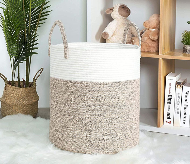 Slimlogy katoenen wasmand 52 liter in het interieur