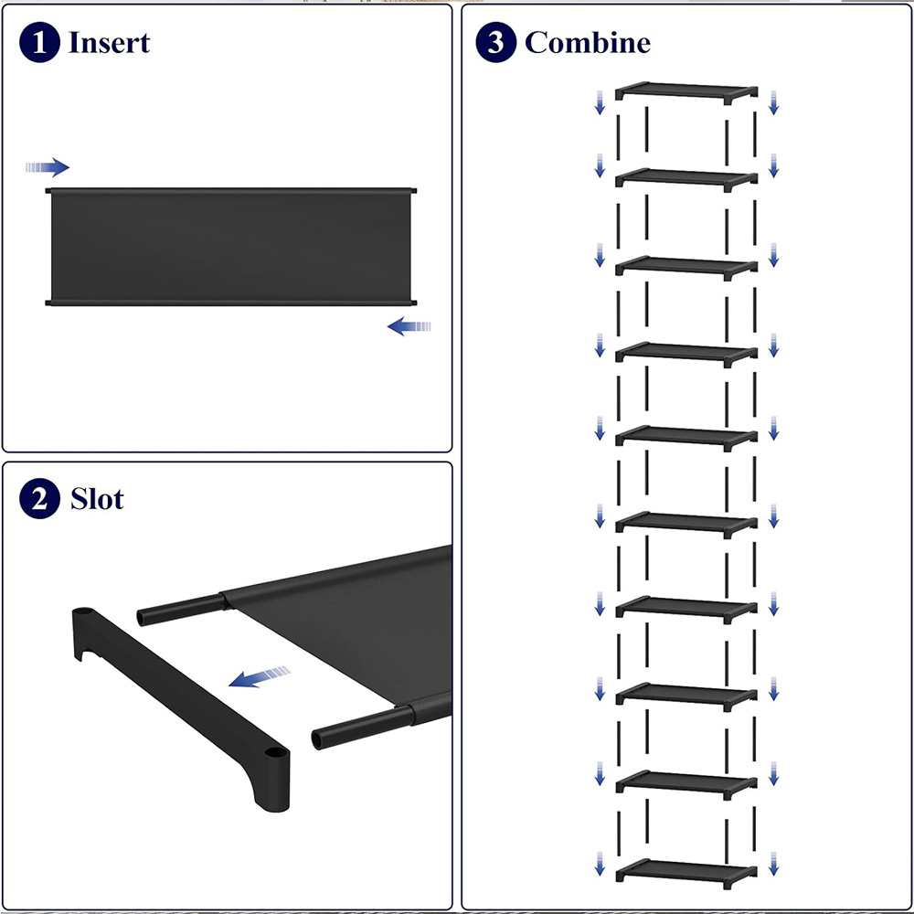 Slimlogy Slimtower schoenenrek - 10 niveaus - stapelbaar - 33x33x173 cm technisch